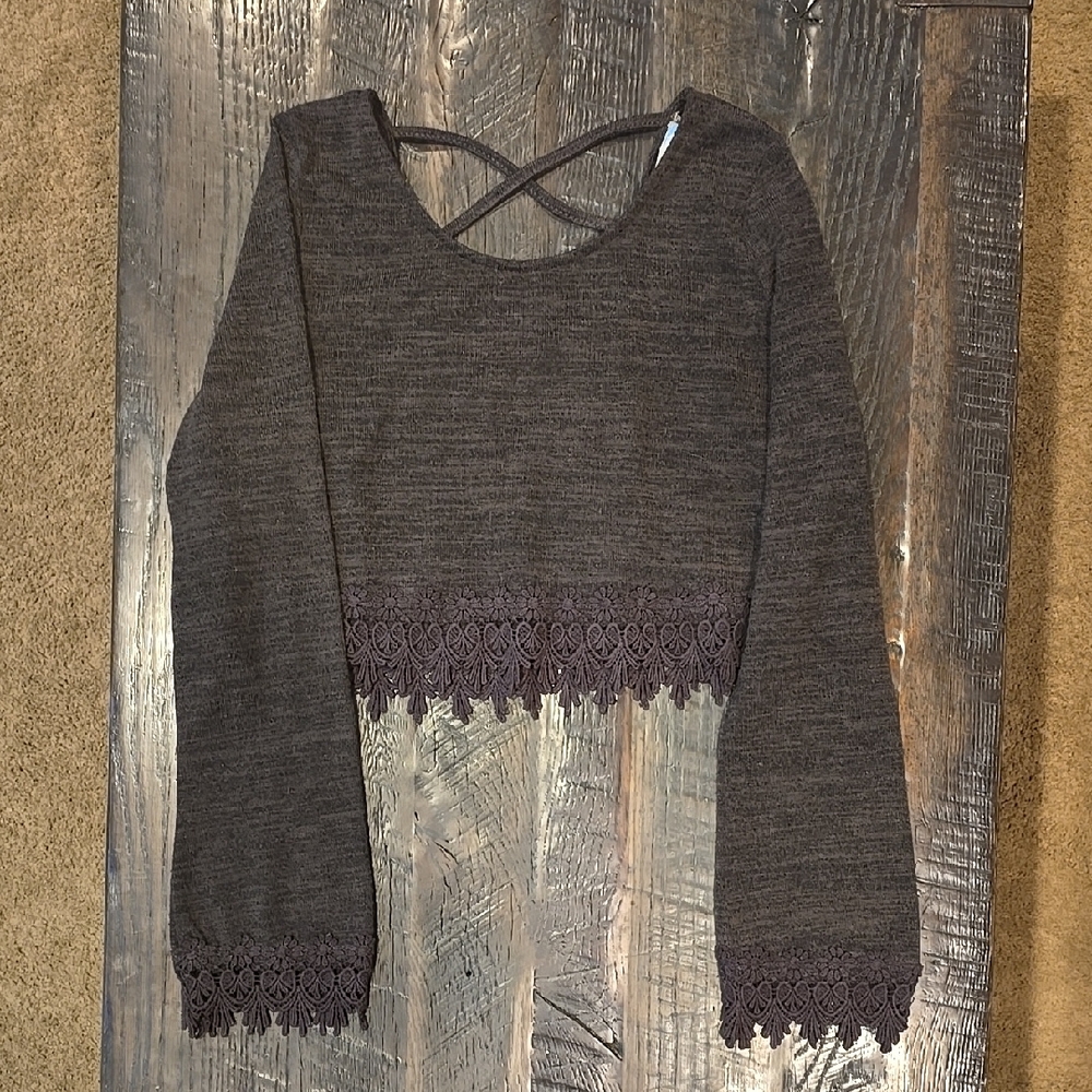 Womens Cecico Charcoal Knit Cropped Sweater